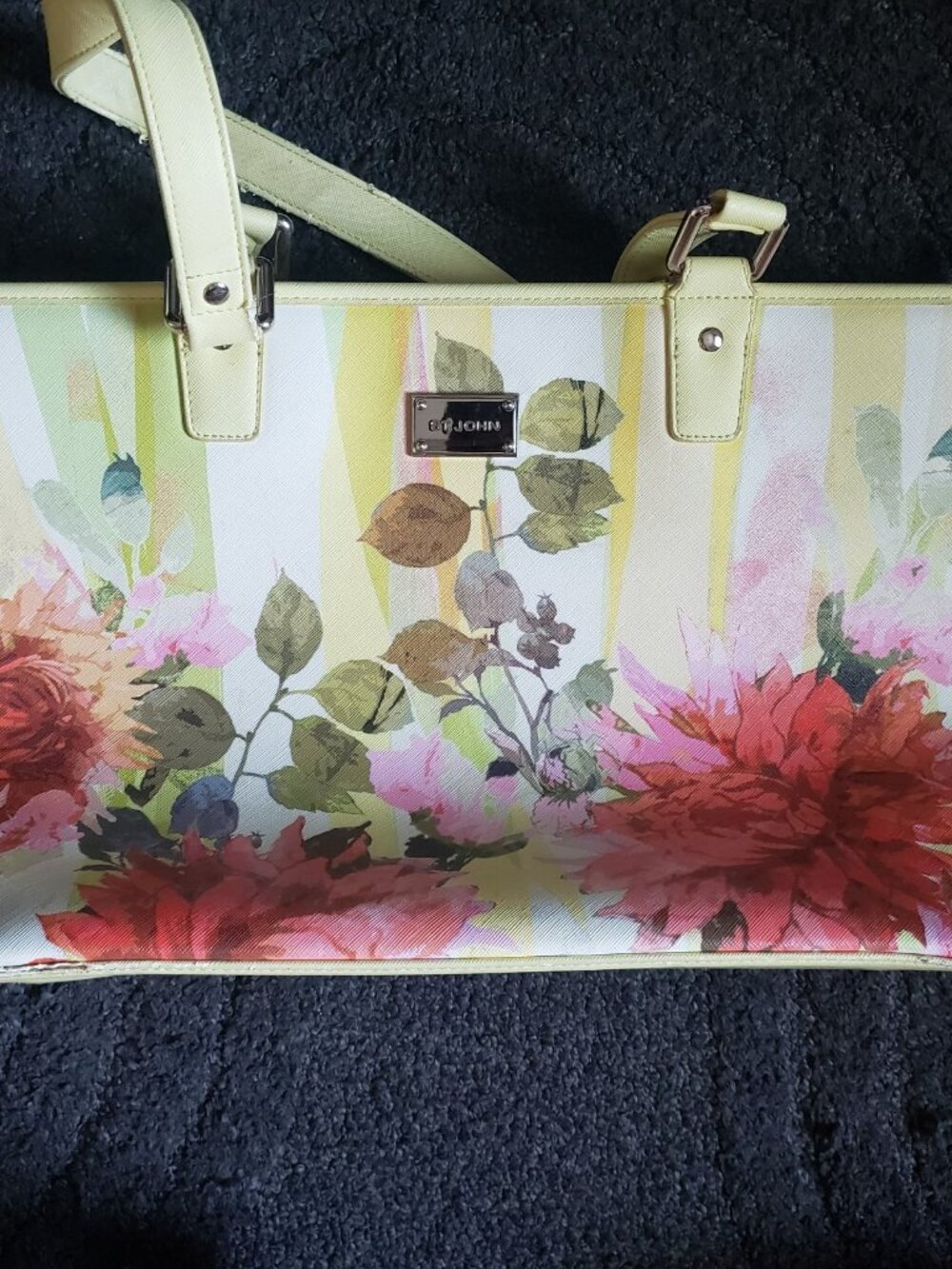 St. John Multicolor Floral Large Shoulder Tote Bag Read Description